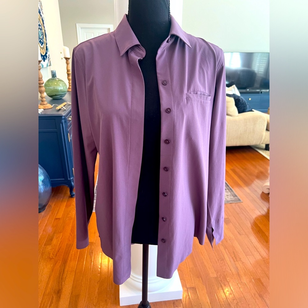 Athleta Button Down Stretch Tech Blouse Nwot Size… - image 1